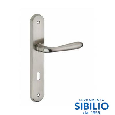 MANIGLIA AMBRA CON PLACCA  8/70 CROMO SATINATO