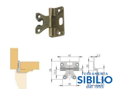 CERNIERA LF C/ASOLA 40X38 C.BASSO h.08 BRONZ 201.754