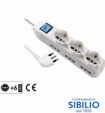 MULTIPRESA BIVALENTE 9posti c/tasto 3P UNIV+6P BIANCA 62002