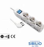 MULTIPRESA BIVALENTE 9posti c/tasto 3P UNIV+6P BIANCA 62002