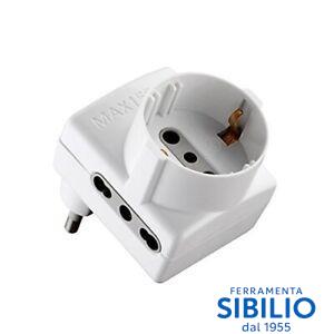 adattatore salvas.schuko+2bival bianco 70025 electraline