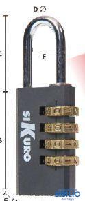LUCCHETTO ARCO LUNGO mm.20+COMBINAZ.X VALIGIA  22COMBINAZION