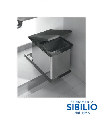 PATTUMIERA  ARDESIA  97XP/2AR  2 SECCHI PICCOLI ESTRAIBILI INOX