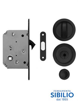 KIT PORTE SCORREVOLI TONDO +SERRATURA NERO OPACO 3666RMTSEIM