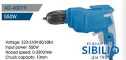 TRAPANO 550W MANDRINO AUTOSERRANTE 10MM AD-40079 ADEGSO