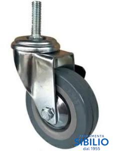 RUOTA D.150 IN GOMMA GRIGIA C/PERNO D.10X30 CW406034 VIRGO