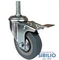 RUOTA D.150 IN GOMMA GRIGIA C/FRENO E PERNO D.10X30 CW406035 VIRGO