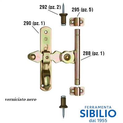 KIT ACCESSORI PER SPAGNOLETTE VERNICIATO NERO 310VNSET ALDEGHI
