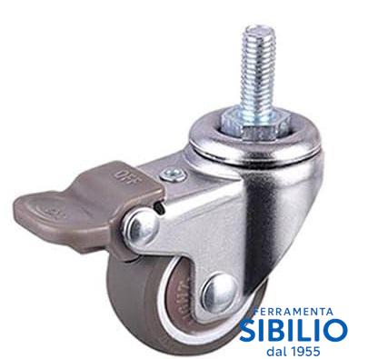 RUOTE POSITANO CROMATE DA 35 C/PERNO 8/20 C/FRENO VIRGO CW404035