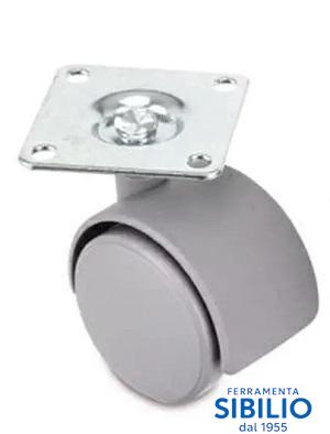RUOTA PVC GRIGIA D.40 CON PIASTRA 35X35 virgo